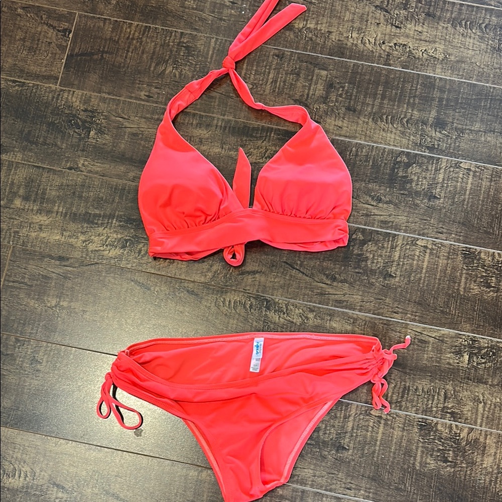 Aqua Red Bikini Set